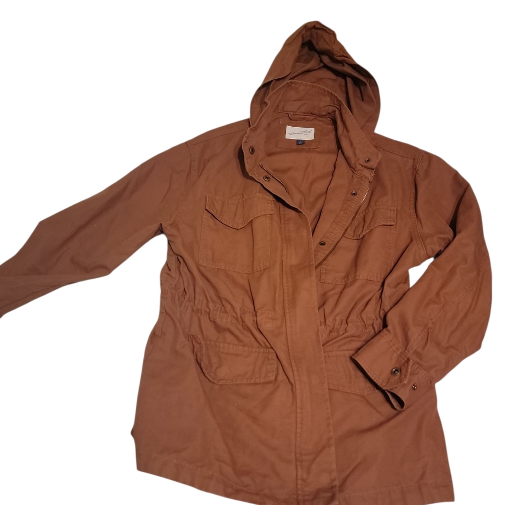 Women's 100% Cotton Brown Hooded Jacket L